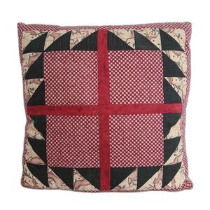 Vintage Christmas Holiday Accent Pillow Handmade Machine Stitch Christmas Fabric